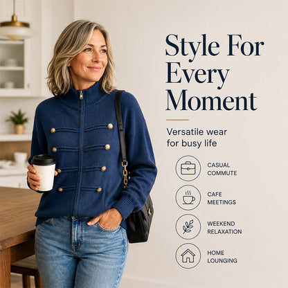 🔥 50% OFF ✨ Women’s Zip-Up Knit Cardigan – Stand Collar & Relaxed Fit