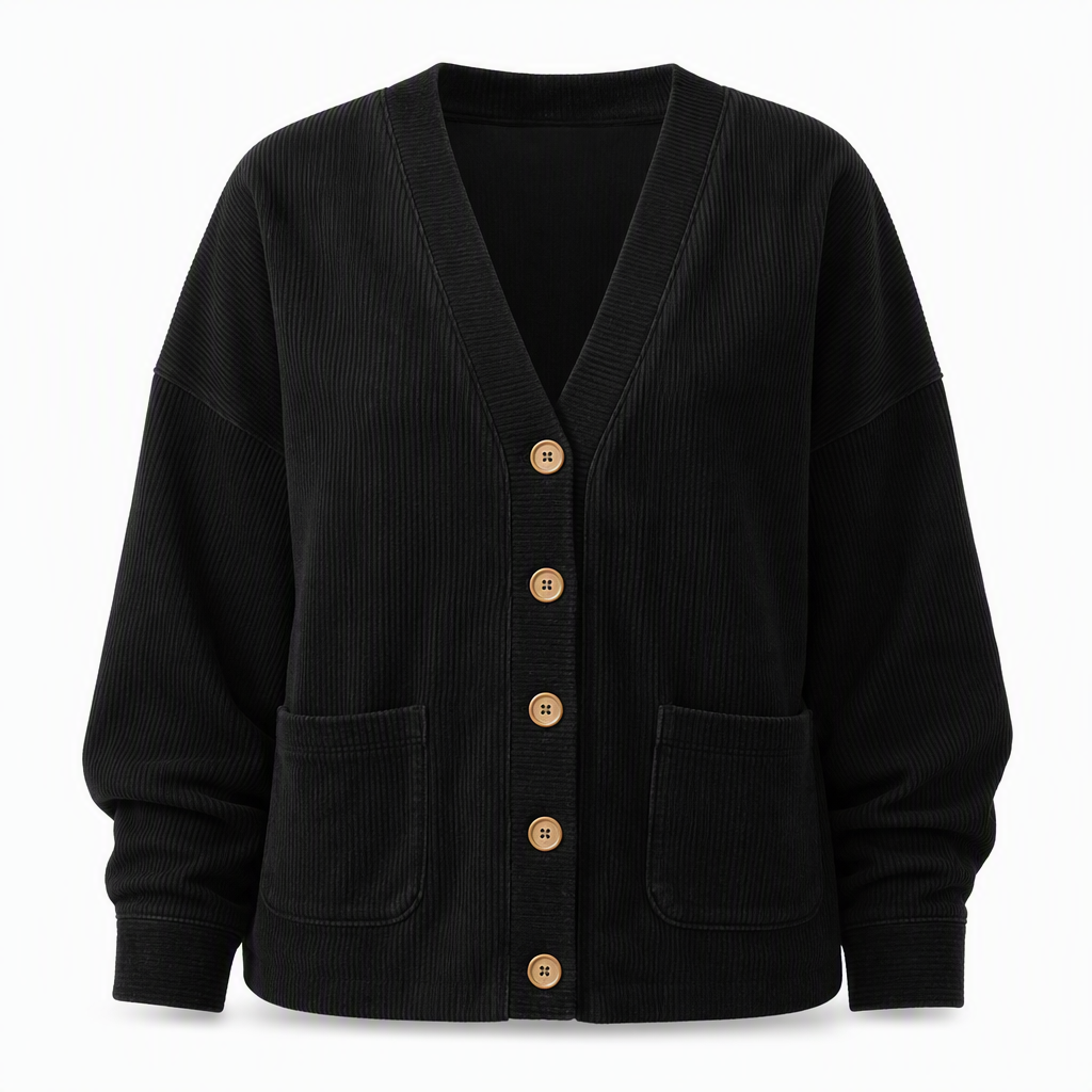 Women's Casual Corduroy V-Neck Cardigan Coat
