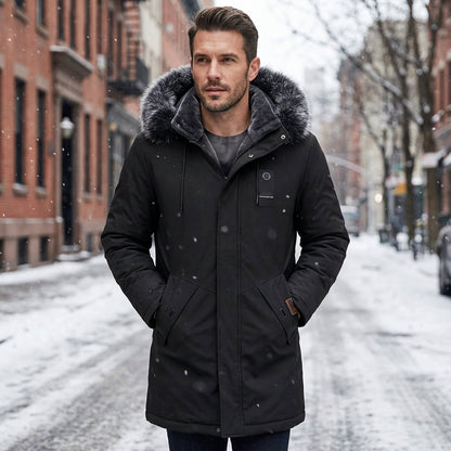 ❄️ Built for Cold Days | Men's Windproof Hooded Thermal Mid-Length Parka Jacket ⚡ Free Shipping