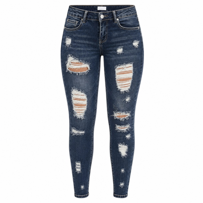 Women's High Waisted Ripped Skinny Jeans Distressed Stretch Denim Pants