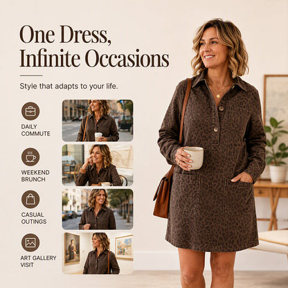 Women's Long Sleeve Lapel Collar Denim Dress