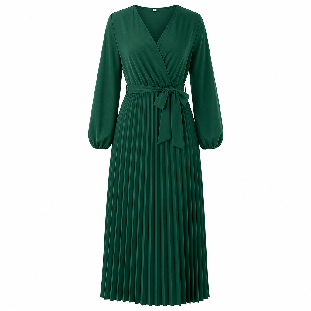 👗⌛Limited-Time Offer-Women's Elegant Crossover V Neck Pleated Maxi Dress✨