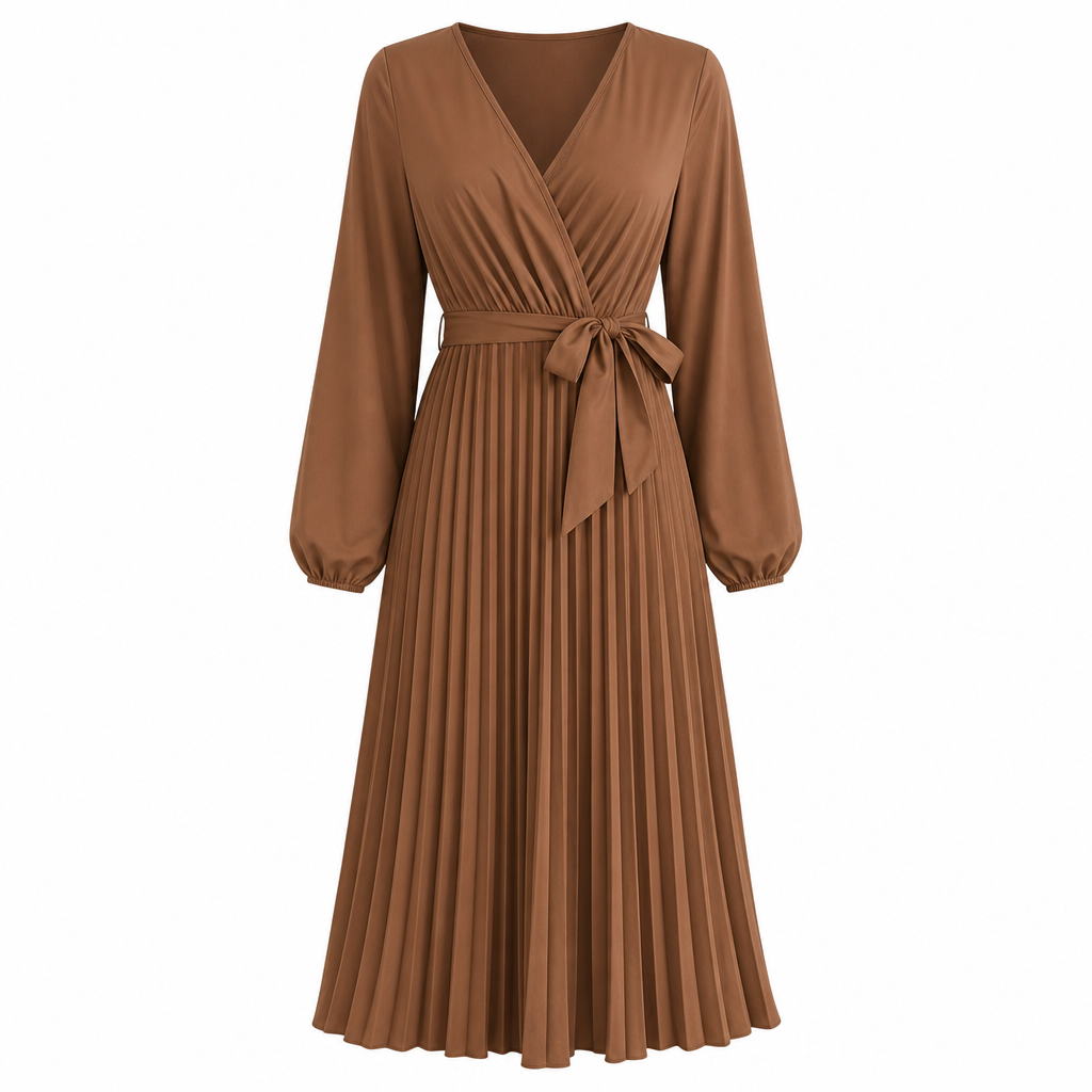 👗⌛Limited-Time Offer-Women's Elegant Crossover V Neck Pleated Maxi Dress✨