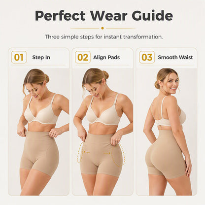 💖 Smooth & Shape | Women's High-Waisted Tummy-Control Padded Shapewear Shorts