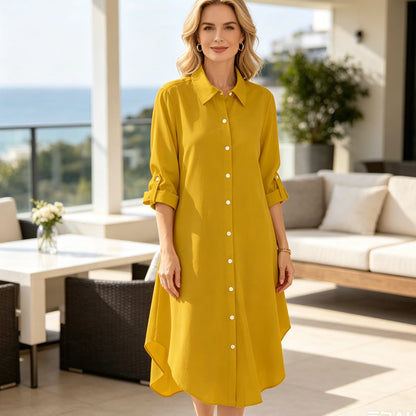 ✨ Effortless Everyday Style | Women's Relaxed Button-Up Blouse with Asymmetric Hem