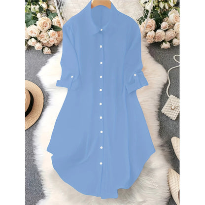 ✨ Effortless Everyday Style | Women's Relaxed Button-Up Blouse with Asymmetric Hem