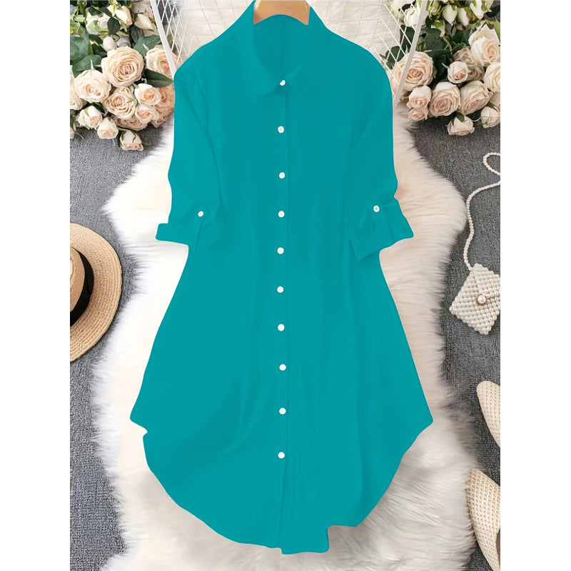 ✨ Effortless Everyday Style | Women's Relaxed Button-Up Blouse with Asymmetric Hem