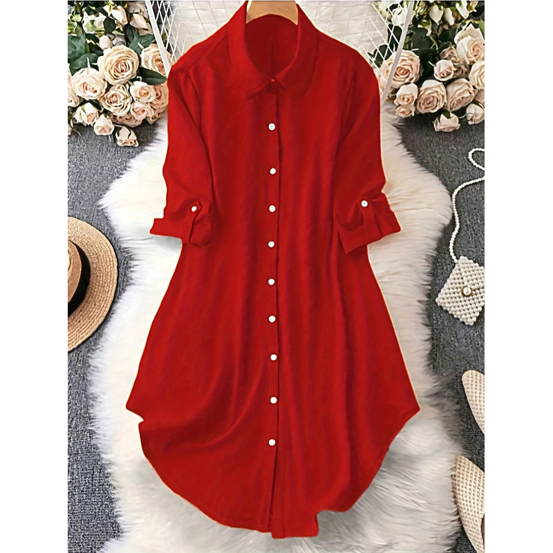 ✨ Effortless Everyday Style | Women's Relaxed Button-Up Blouse with Asymmetric Hem