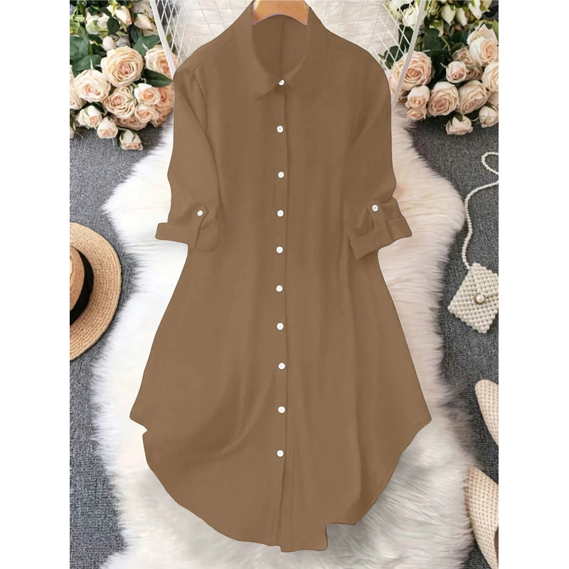 ✨ Effortless Everyday Style | Women's Relaxed Button-Up Blouse with Asymmetric Hem