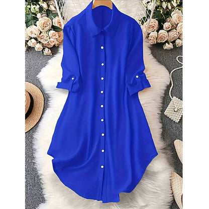 ✨ Effortless Everyday Style | Women's Relaxed Button-Up Blouse with Asymmetric Hem
