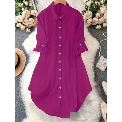 ✨ Effortless Everyday Style | Women's Relaxed Button-Up Blouse with Asymmetric Hem