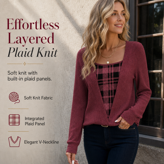 ✨ Cozy Layered Style | Women's Color-Block Mock-Neck Knit Pullover