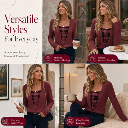 Women's Layered Look Plaid Knit Top