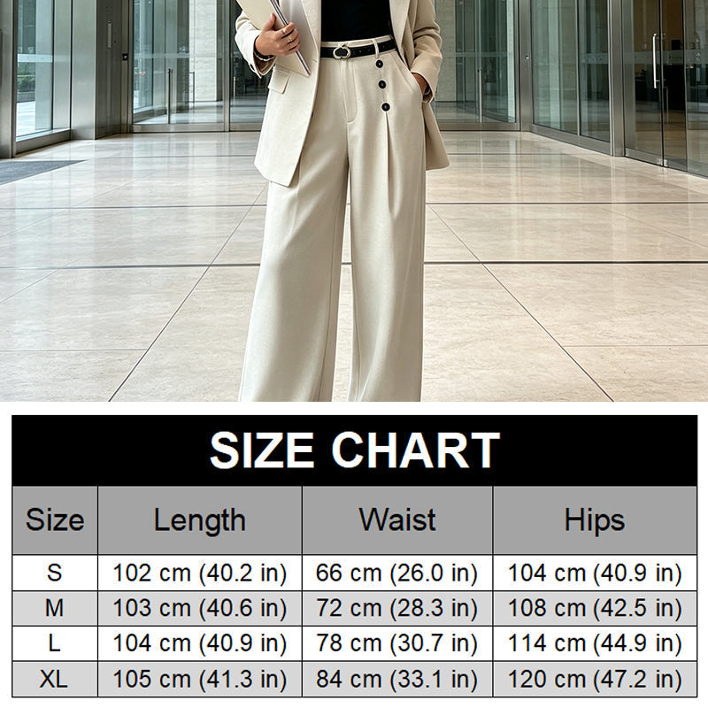 ✨ Polished Comfort | Women's High-Waisted Pleated Wide-Leg Pants with Side Buttons