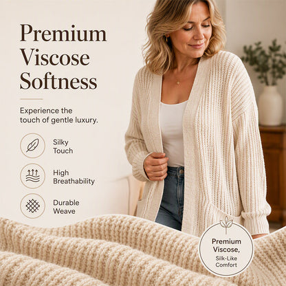 🧶 Cozy Longline Layers | Women's Chunky-Knit Open-Front Long Cardigan