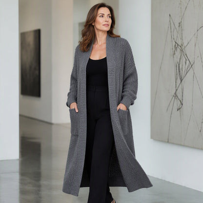 🧶 Cozy Longline Layers | Women's Chunky-Knit Open-Front Long Cardigan