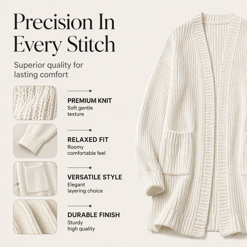🧶 Cozy Longline Layers | Women's Chunky-Knit Open-Front Long Cardigan