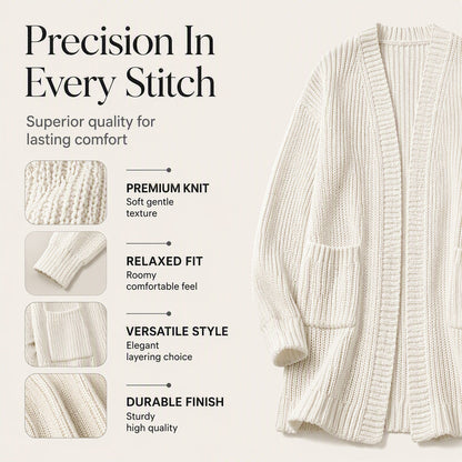 🧶 Cozy Longline Layers | Women's Chunky-Knit Open-Front Long Cardigan