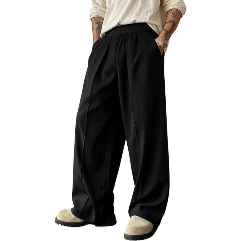 Men's Casual Pleated Wide-Leg Pants