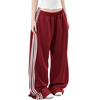 👖 Flowy Comfort | Women's High-Waisted Plush Wide-Leg Sweatpants with Side Stripes