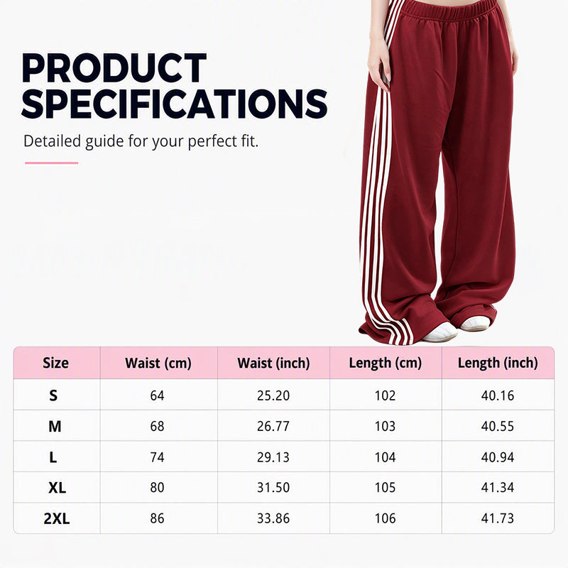 👖 Flowy Comfort | Women's High-Waisted Plush Wide-Leg Sweatpants with Side Stripes
