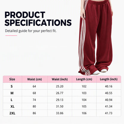 👖 Flowy Comfort | Women's High-Waisted Plush Wide-Leg Sweatpants with Side Stripes