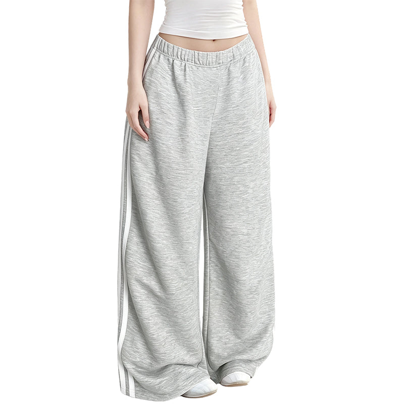 👖 Flowy Comfort | Women's High-Waisted Plush Wide-Leg Sweatpants with Side Stripes