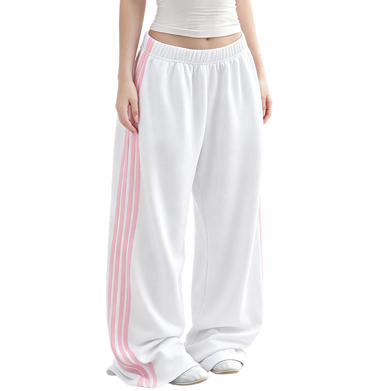 👖 Flowy Comfort | Women's High-Waisted Plush Wide-Leg Sweatpants with Side Stripes