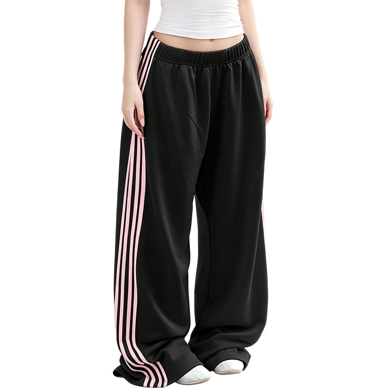 👖 Flowy Comfort | Women's High-Waisted Plush Wide-Leg Sweatpants with Side Stripes