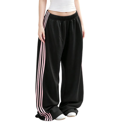 👖 Flowy Comfort | Women's High-Waisted Plush Wide-Leg Sweatpants with Side Stripes