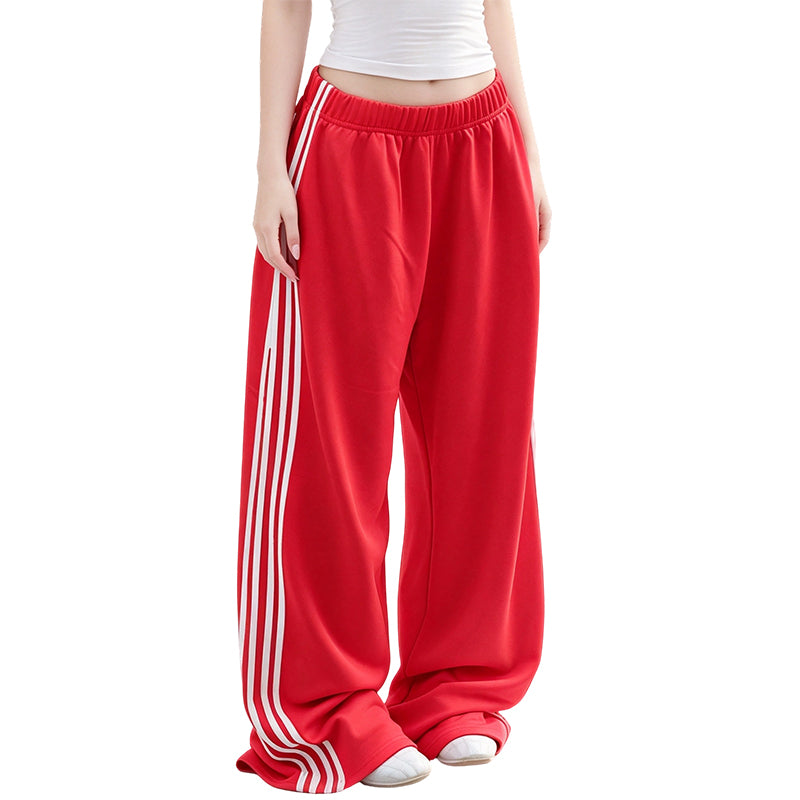 👖 Flowy Comfort | Women's High-Waisted Plush Wide-Leg Sweatpants with Side Stripes