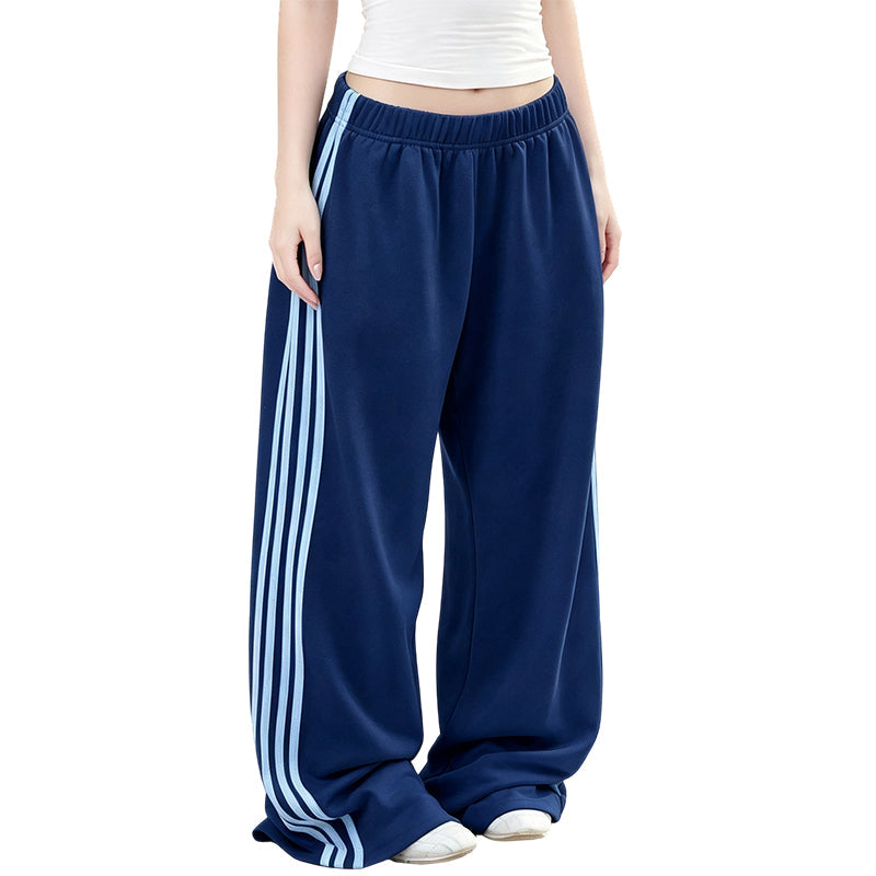 👖 Flowy Comfort | Women's High-Waisted Plush Wide-Leg Sweatpants with Side Stripes