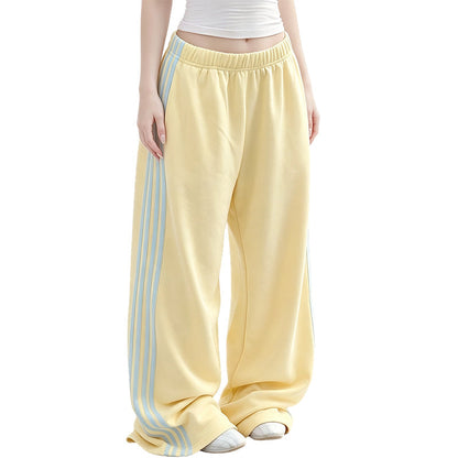 👖 Flowy Comfort | Women's High-Waisted Plush Wide-Leg Sweatpants with Side Stripes