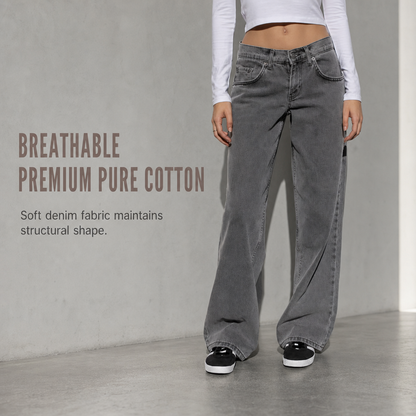 👖 Retro Denim Comfort | Women's High-Waisted Relaxed Straight-Leg Jeans with Vintage Wash