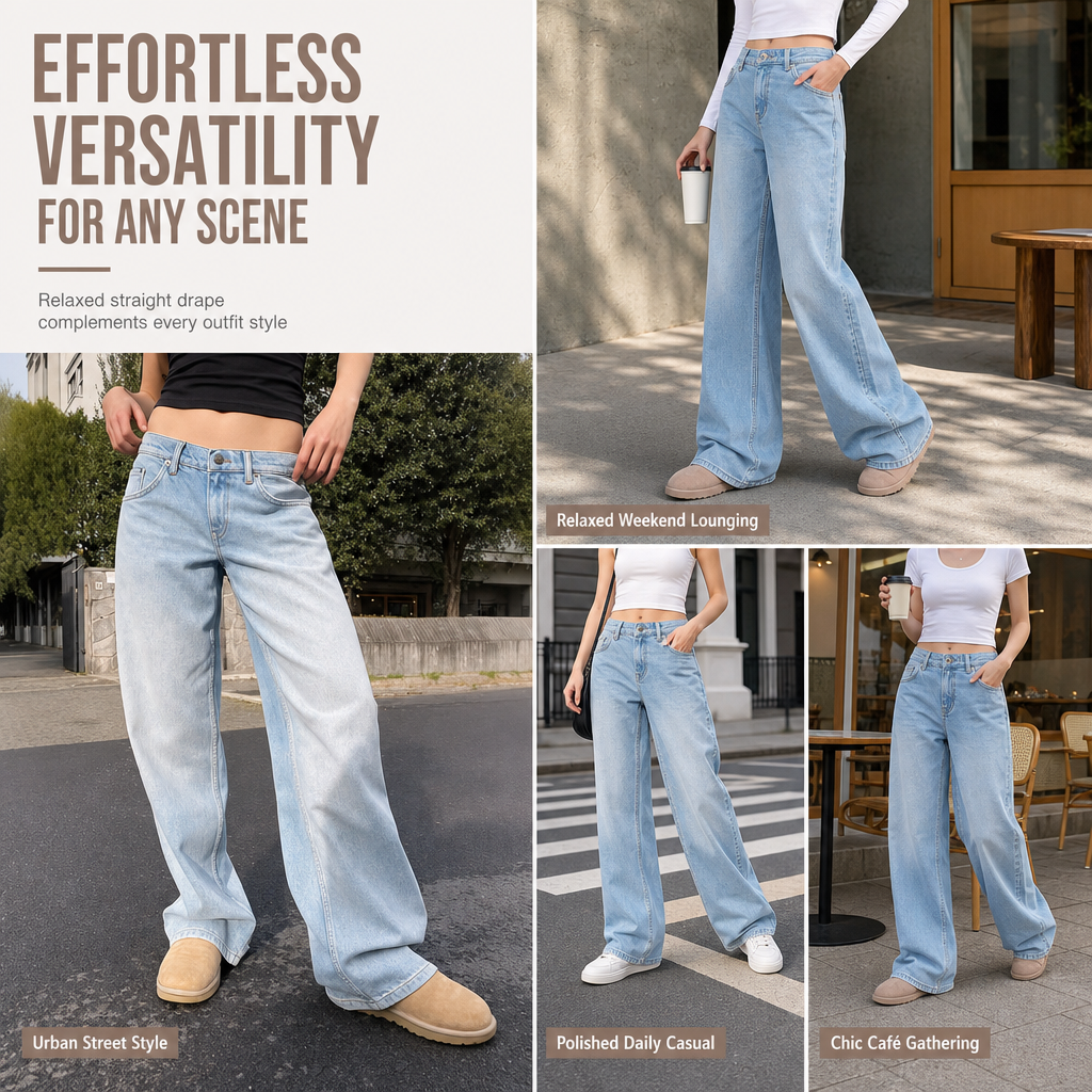 👖 Retro Denim Comfort | Women's High-Waisted Relaxed Straight-Leg Jeans with Vintage Wash