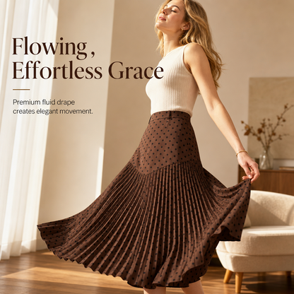 ✨ Grace in Every Step | Women’s High-Waist Polka Dot Pleated A-Line Skirt