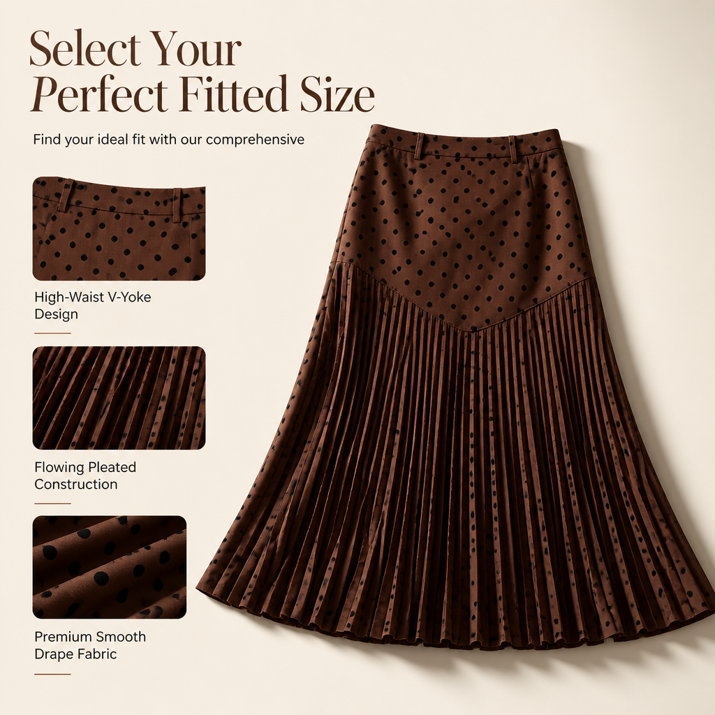 ✨ Grace in Every Step | Women’s High-Waist Polka Dot Pleated A-Line Skirt