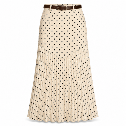 ✨ Grace in Every Step | Women’s High-Waist Polka Dot Pleated A-Line Skirt