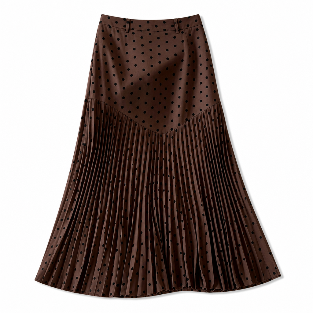 ✨ Grace in Every Step | Women’s High-Waist Polka Dot Pleated A-Line Skirt