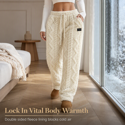 🔥 Cozy Everyday Comfort | Women’s Flannel-Lined Embossed Straight-Leg Lounge Pants