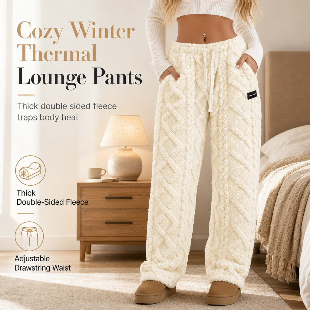🔥 Cozy Everyday Comfort | Women’s Flannel-Lined Embossed Straight-Leg Lounge Pants