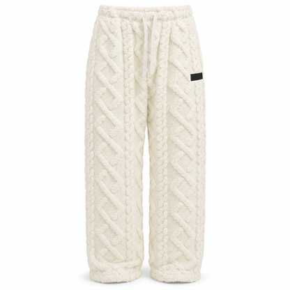 🔥 Cozy Everyday Comfort | Women’s Flannel-Lined Embossed Straight-Leg Lounge Pants