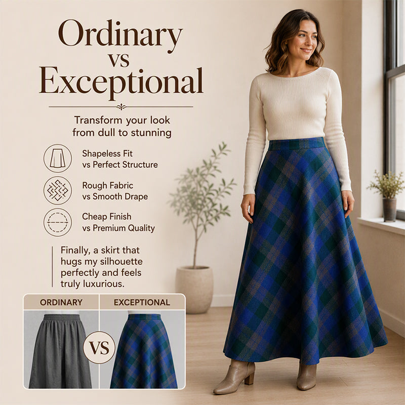 ✨ Timeless Plaid | Women’s High-Waisted Plaid Long Skirt