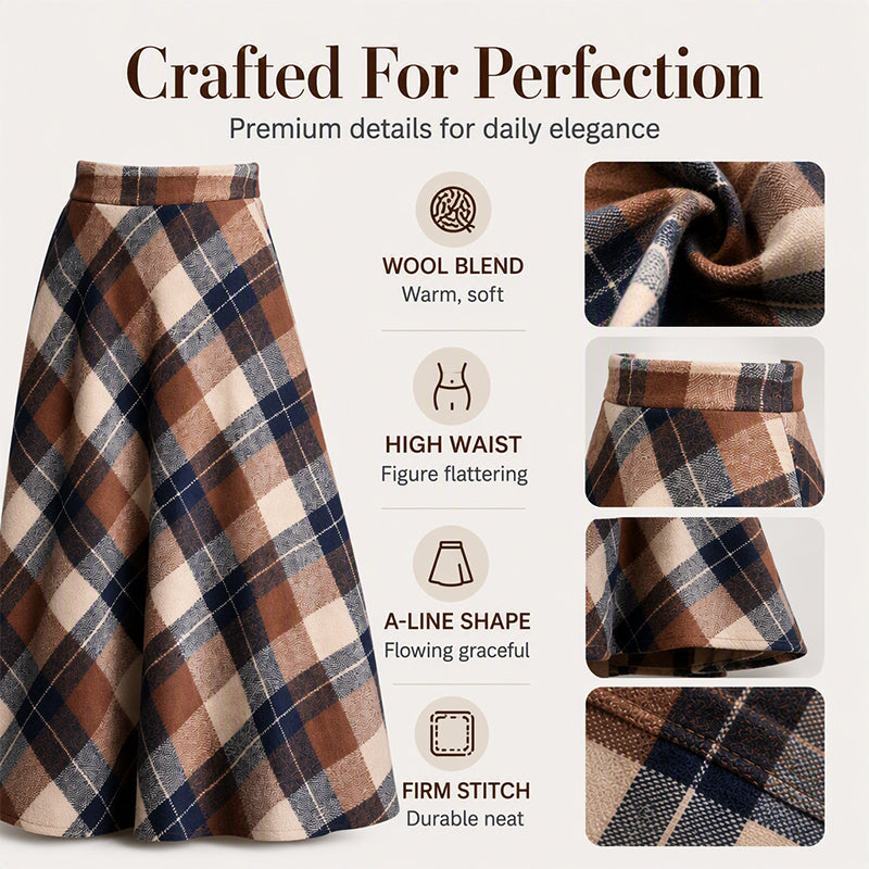 ✨ Timeless Plaid | Women’s High-Waisted Plaid Long Skirt