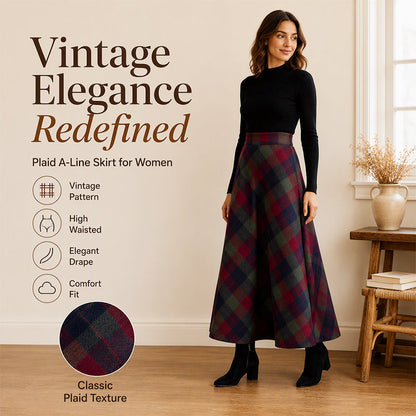 ✨ Timeless Plaid | Women’s High-Waisted Plaid Long Skirt
