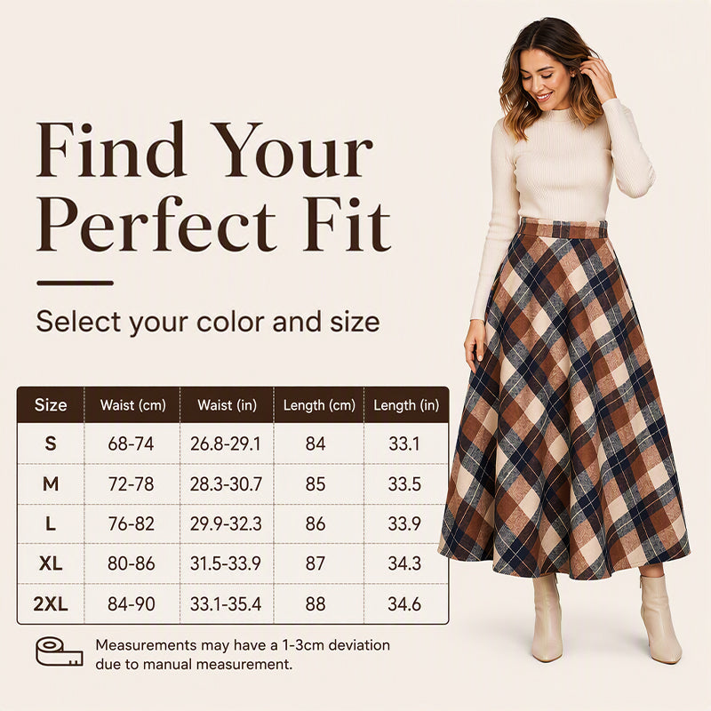 ✨ Timeless Plaid | Women’s High-Waisted Plaid Long Skirt