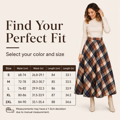 ✨ Timeless Plaid | Women’s High-Waisted Plaid Long Skirt