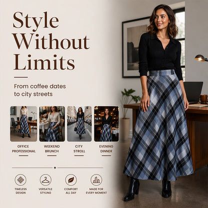 ✨ Timeless Plaid | Women’s High-Waisted Plaid Long Skirt