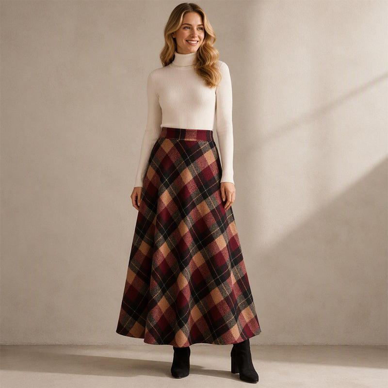 ✨ Timeless Plaid | Women’s High-Waisted Plaid Long Skirt