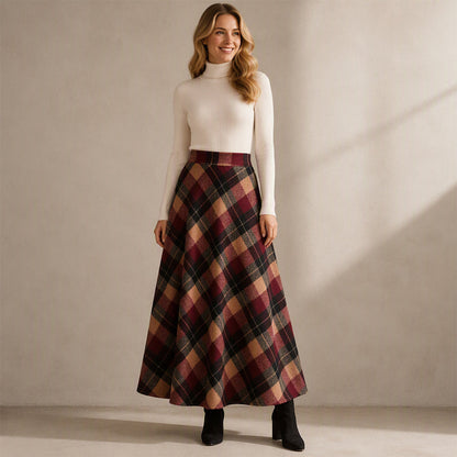 ✨ Timeless Plaid | Women’s High-Waisted Plaid Long Skirt